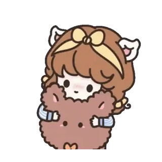 👧 мультфильм, девочка, медведь, милый, каваи, стикер telegram sticker