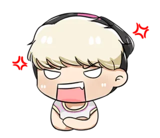 😠 Kreskówka, Zły, Wyraz, Sfrustrowany, Zmartwiony, Poirytowany whatsapp sticker