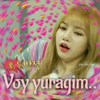 😍 Voy yuragim.. женщина, розовые сердечки, выражение, портрет, человек telegram sticker