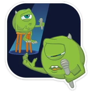 🎤 Mike Wazowski Monsters, Inc. Mike Wazowski, Die Monster AG, Disney, Pixar, Singen, Mikrofon, Cartoon telegram sticker