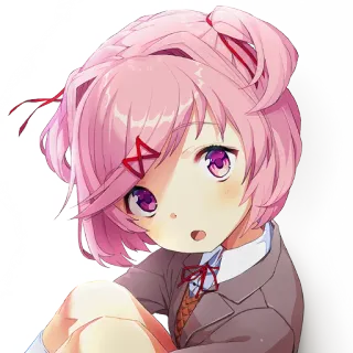 😮 Natsuki Doki Doki Literature Club! anime, cute, manga, pink hair, doki doki, literature club telegram sticker