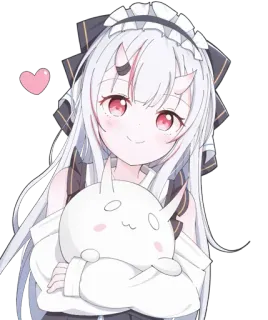 ☺️ Anime, fille, mignon, cornes, coeur, kawaii, dessin animé telegram sticker