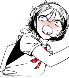 😨 Anime, Manga, Fille, Uniforme scolaire, En colère whatsapp sticker