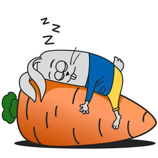 😴 zzz Hase, Karotte, Schlafend, Entspannen, Cartoon, Süß telegram sticker