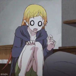 😨 Anime, Mädchen, geschockt, überrascht, Cartoon telegram sticker