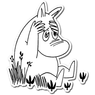😖 Moomin Dibujo animado, Moomin, Personaje, Adhesivo, Triste, Preocupado telegram sticker