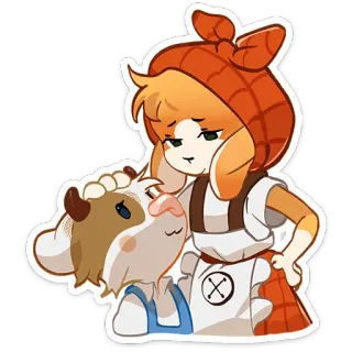 ☺️ 귀여운, 동물, 만화, 일러스트, 캐릭터, 농장, 소, 모자 telegram sticker