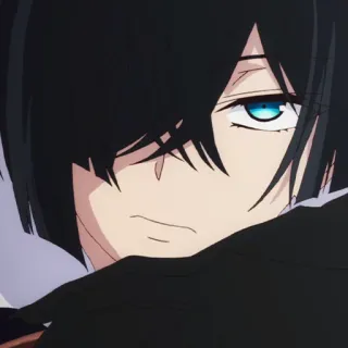💎 anime, portrait, manga, black hair, blue eyes telegram sticker