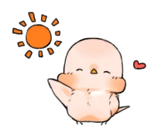 😊 oiseau, mignon, soleil, kawaii, coeur, joyeux, animal, dessin animé telegram sticker