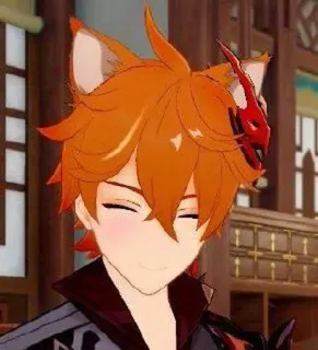 🐋 Childe Genshin Impact Anime, Videospiel, Childe, Genshin Impact, Tartaglia, orange Haare whatsapp sticker