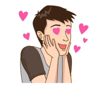 😍 amour, coeurs, adorant, dessin animé, homme, joyeux telegram sticker