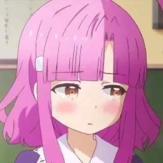 🧃 Anime, Lindo, Chica, Pelo rosa, Dibujo animado, Personaje telegram sticker