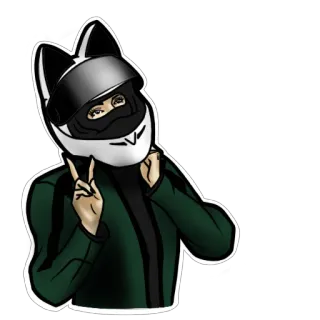 ✌️ adesivo, moto, capacete, orelhas de gato, motociclista, kawaii, símbolo da paz telegram sticker