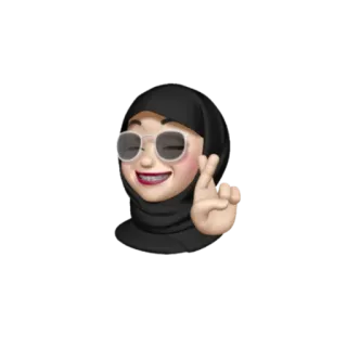🤞 Эмодзи, Хиджаб, Очки, Женщина, Цифровое искусство, Аватар whatsapp sticker
