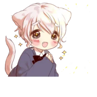 😞 Anime, Katze, Kätzchen, Ohren, Süß, Manga, Tier, Chibi whatsapp sticker