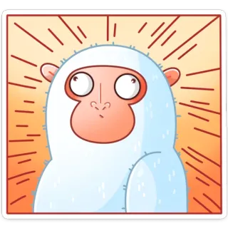 😇 monyet, monyet salju, imut, binatang, kartun, stiker telegram sticker