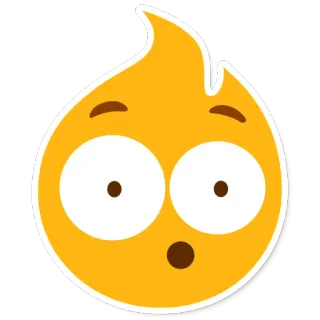 😯 flame, fire, emoji, cartoon, character, yellow, emotion, surprised whatsapp sticker