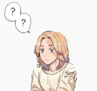 💮 ? ? สับสน, คำถาม, การ์ตูน, อนิเมะ, ผมบลอนด์ telegram sticker
