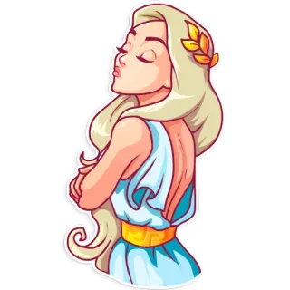 😒 woman, illustration, dress, blonde, cartoon telegram sticker