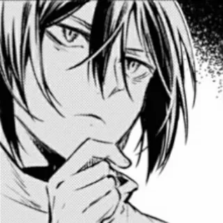 🥚 Anime, Mangá, Sério, Retrato, Pensativo telegram sticker