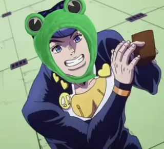 🐸 Rohan Kishibe JoJo's Bizarre Adventure Anime, Manga, Le bizzarre avventure di JoJo, Rohan Kishibe, Cappello da rana, Personaggio whatsapp sticker