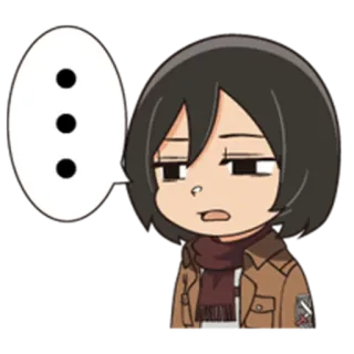 😐 Mikasa Ackerman Attack on Titan animé, personnage, ennuyé, Mikasa Ackerman, L'Attaque des Titans telegram sticker