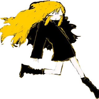 😌 Anime, Mädchen, gelbe Haare, rennen, Cartoon telegram sticker