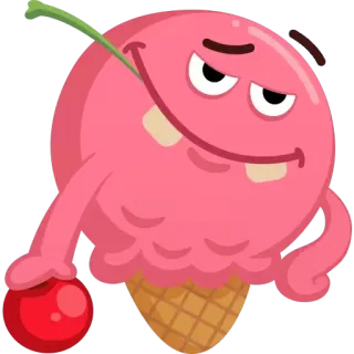 😏 мороженое, вишня, мультфильм, десерт, сладкий telegram sticker
