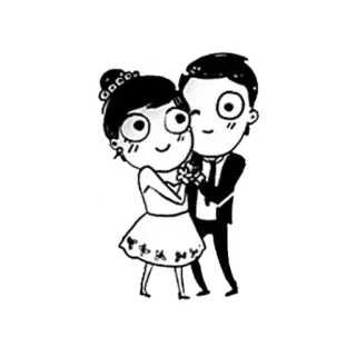 💏 wedding, couple, bride, groom, love, cartoon telegram sticker