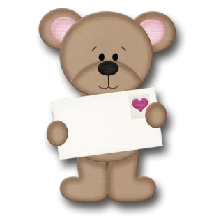 😰 ours en peluche, lettre d'amour, coeur, courrier, salutation, carte, mignon, animal telegram sticker