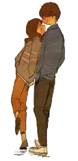 😒 couple, amour, affection, relation, dessin animé whatsapp sticker