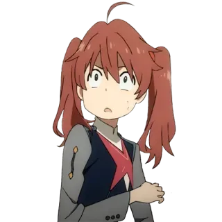 😦 anime, girl, brown hair, pigtails, worried telegram sticker
