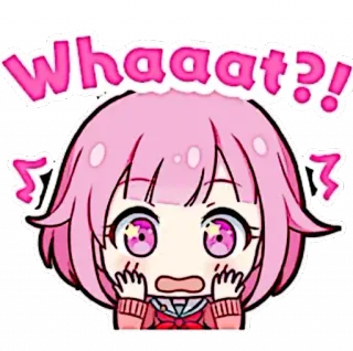 🪸 Whaaat?! Anime, Carino, Scioccato, Capelli rosa, Sorpreso, Esclamazione telegram sticker
