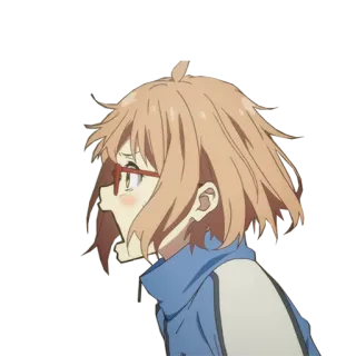 😱 anime, girl, shocked, surprised, glasses, cartoon whatsapp sticker