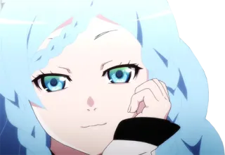 😏 Anime, Mädchen, blaue Haare, Cartoon, weiblich, Charakter, Porträt whatsapp sticker