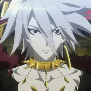 ☀️ anime, character, white hair, gold jewelry, male, serious, illustration telegram sticker