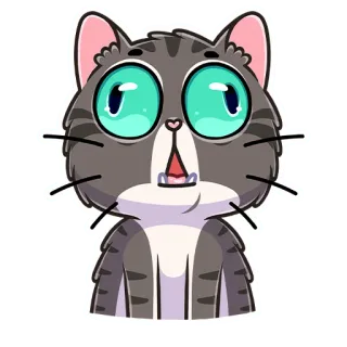 😳 kucing, binatang, stiker, imut, kartun, abu-abu, mata, terkejut whatsapp sticker