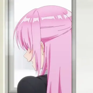 🐻 Anime, rosa Haare, Mädchen, lange Haare, Seitenansicht telegram sticker