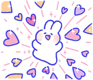 ❤️ lapin, lapins, coeurs, mignon, kawaii, autocollant telegram sticker