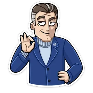 👌 mężczyzna, gest ok, biznes, kreskówka, naklejka telegram sticker