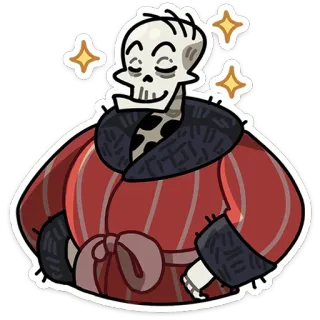 😌 skeleton, skull, robe, cartoon, sparkles, comical telegram sticker