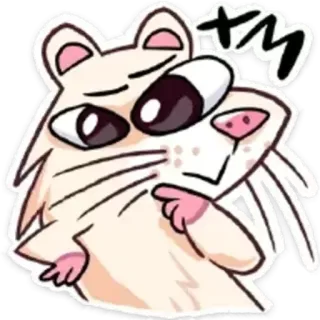 🤔 хм rat, mignon, dessin animé, animal, rongeur, pensif telegram sticker