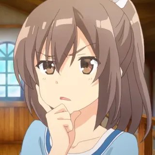 🤔 Anime, Chica, Lindo, Pensando, Confundido, Personaje, Dibujo animado telegram sticker