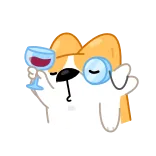 🧐 Corgi, Hund, Wein, Monokel, Süß, Tier, Haustier telegram sticker