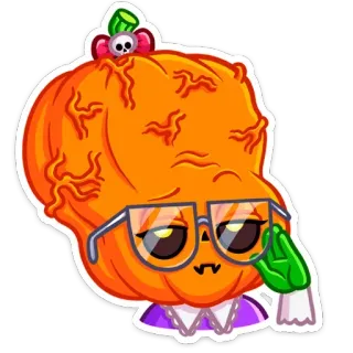 🤓 zucca, occhiali, halloween, adesivo, cartone animato, divertente, autunno telegram sticker