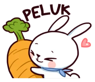👐 PELUK 兔子, 拥抱, 胡萝卜, 可爱, 动物, 卡通 telegram sticker