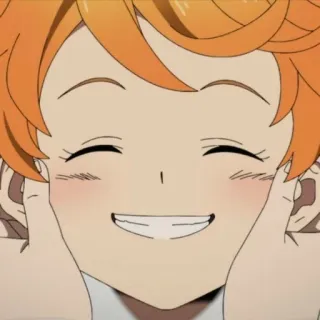 🧡 Emma The Promised Neverland Anime, Cartoon, lächelnd, glücklich, Charakter, Emma, The Promised Neverland whatsapp sticker