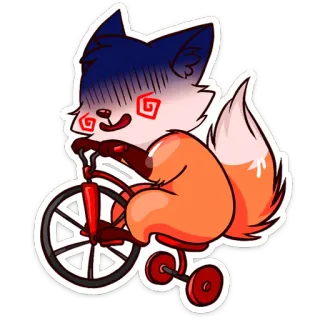 🚲 лиса, животное, велосипед, милый, мультфильм whatsapp sticker