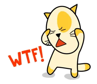 😣 WTF! 고양이, 만화, 표정, 충격, 놀람 telegram sticker