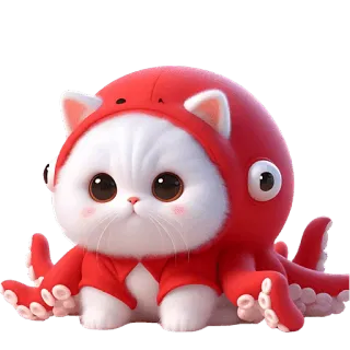 😳 cat, octopus, animal, cute, hybrid, cartoon, sticker telegram sticker